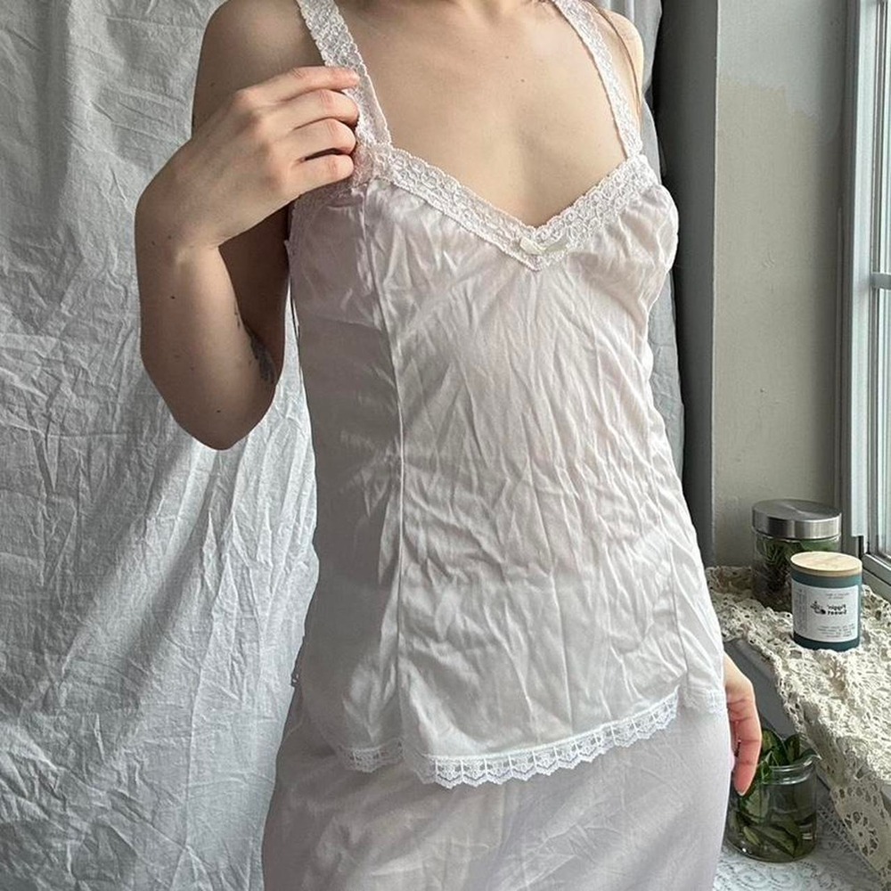 white vintage lace tank